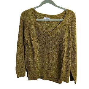 Mine V Neck Spring Green Chenille Sweater Size L